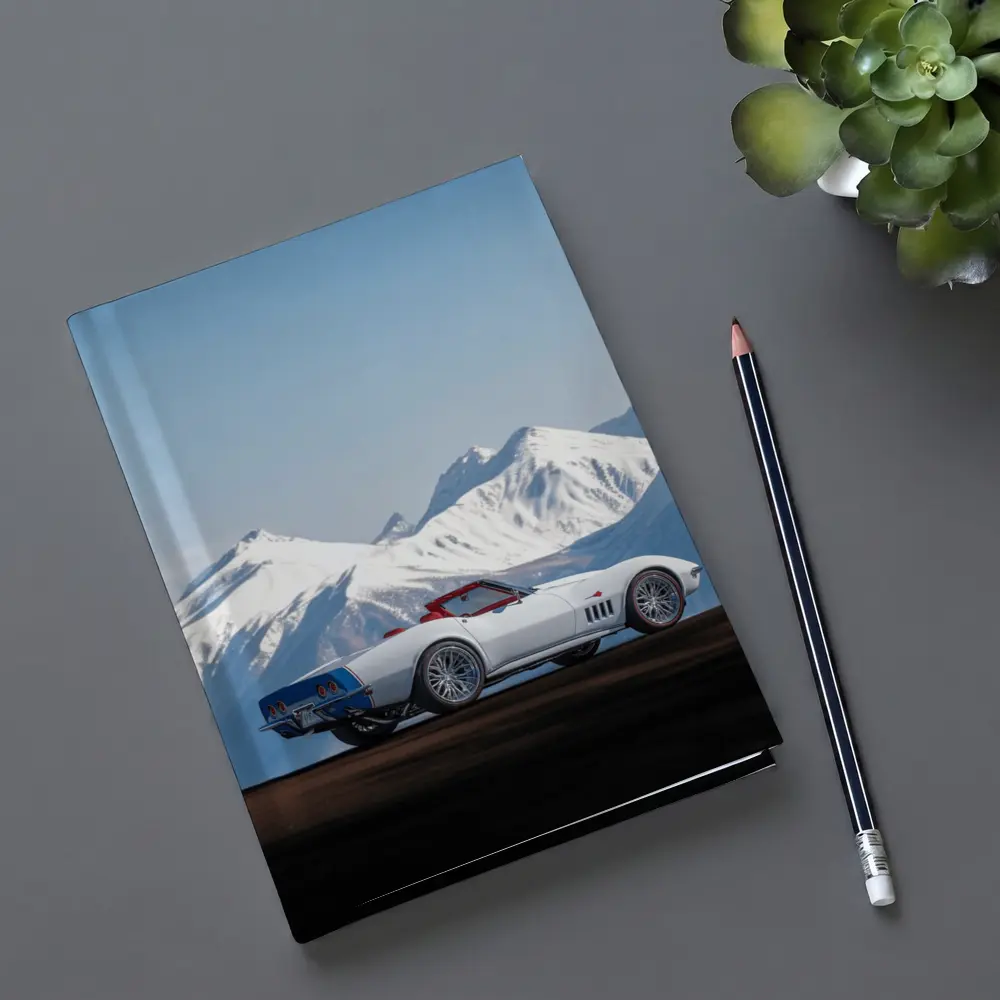 Chevrolet Corvette White Convertible Mountain Backdrop – Notebooks