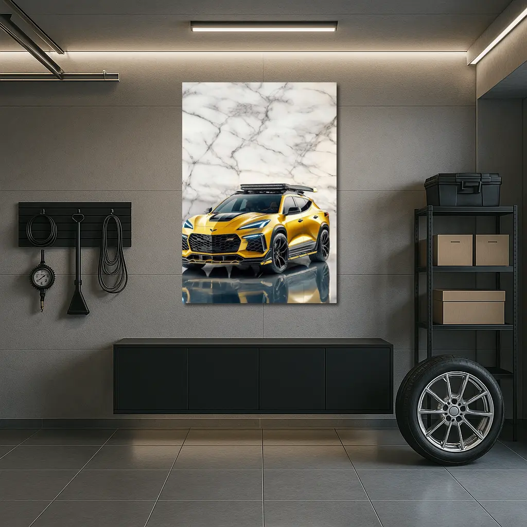 Chevrolet Corvette SUV Gold Marble Background – Wall Art