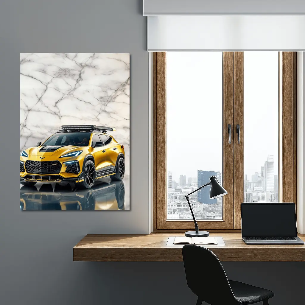 Chevrolet Corvette SUV Gold Marble Background – Wall Art