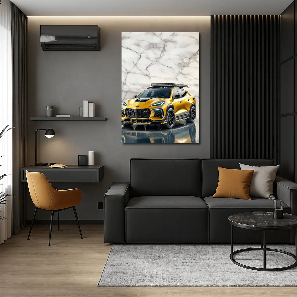 Chevrolet Corvette SUV Gold Marble Background – Wall Art