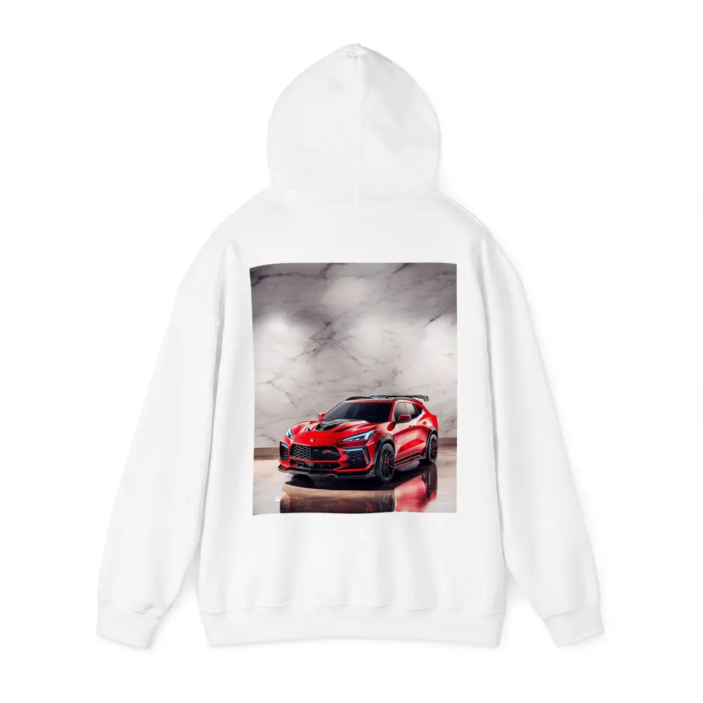 Red Chevrolet Corvette SUV Marble Background – Hoodies