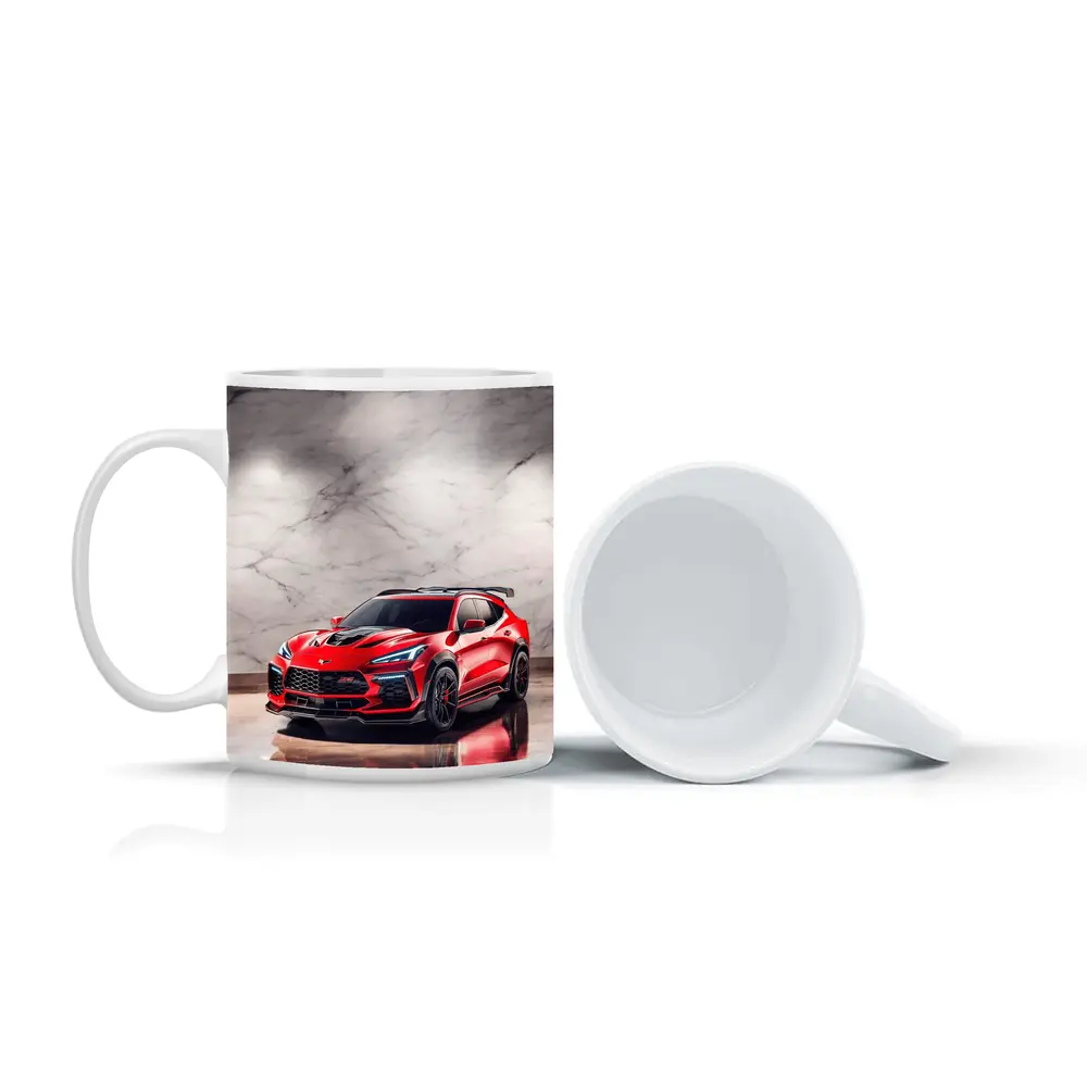 Red Chevrolet Corvette SUV Marble Background – Mugs