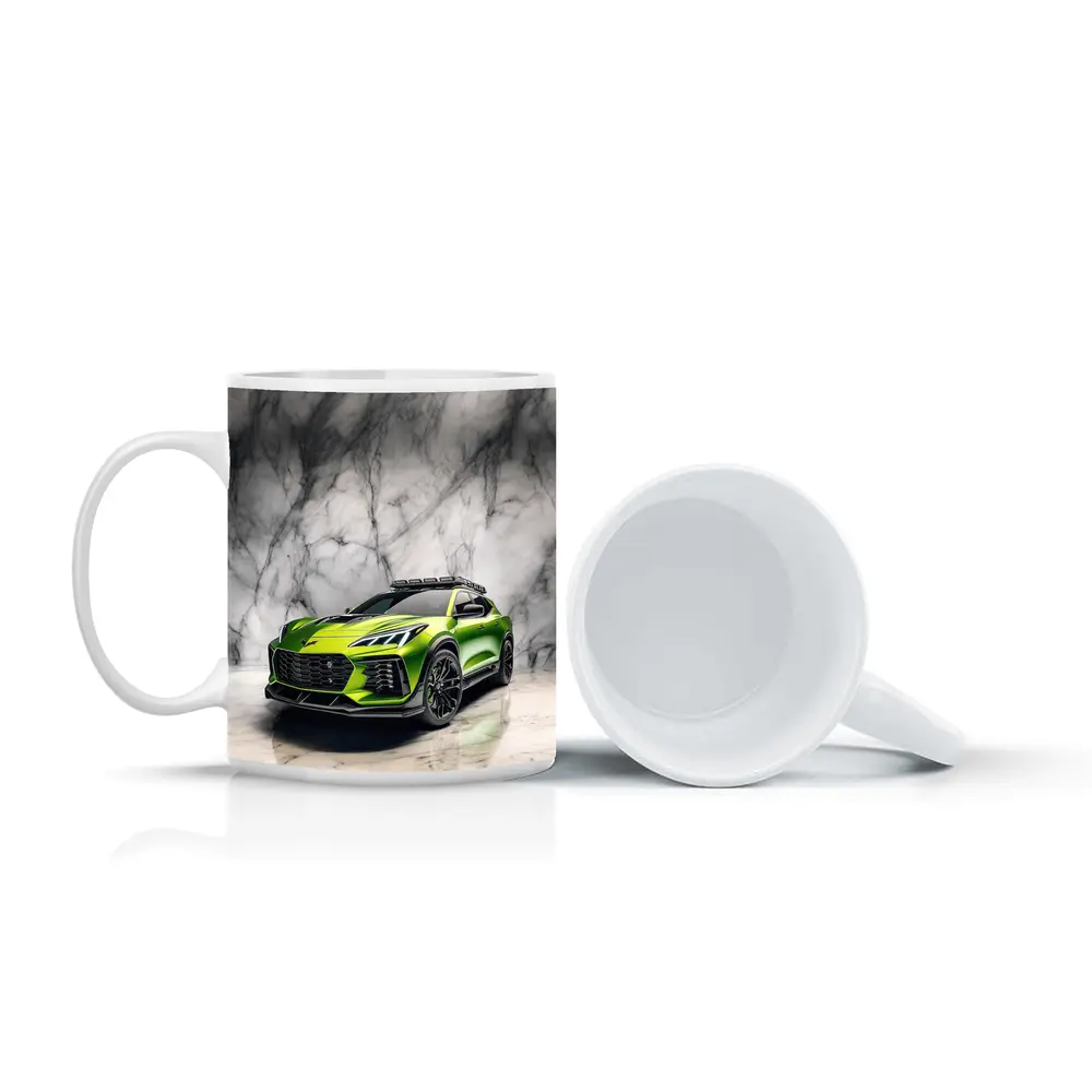 Green Chevrolet Corvette SUV Marble Background – Mugs