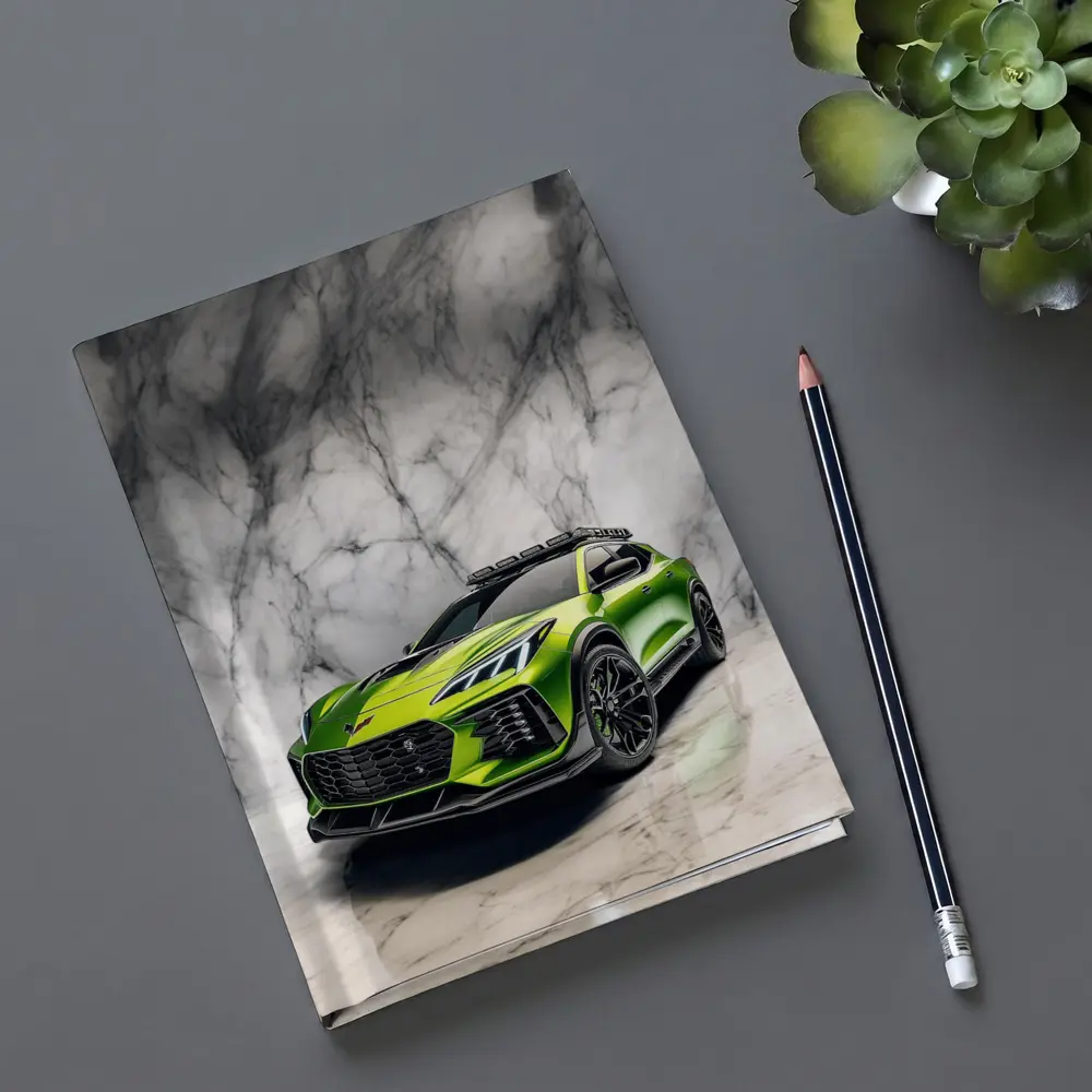 Green Chevrolet Corvette SUV Marble Background – Notebooks