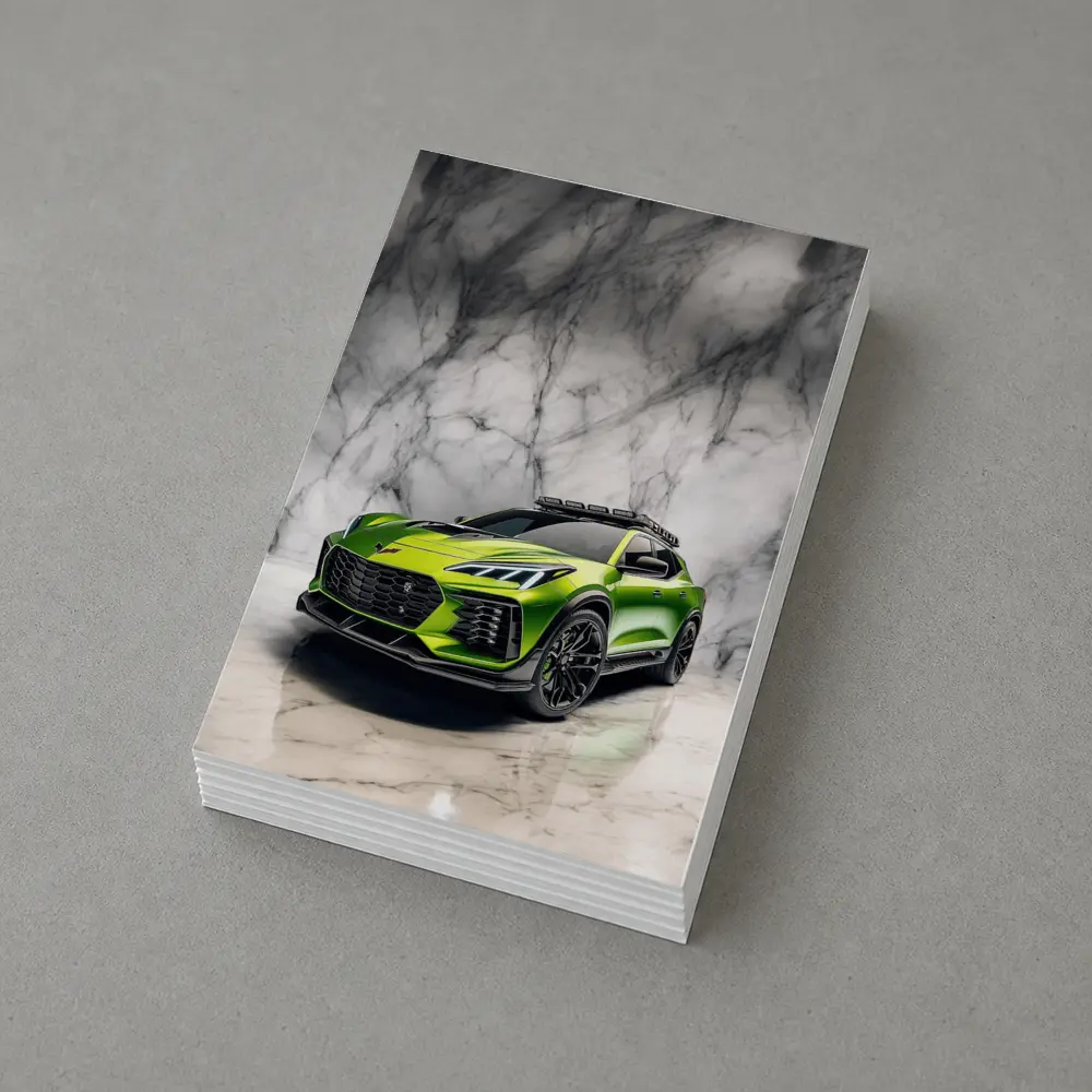 Green Chevrolet Corvette SUV Marble Background – Postcards
