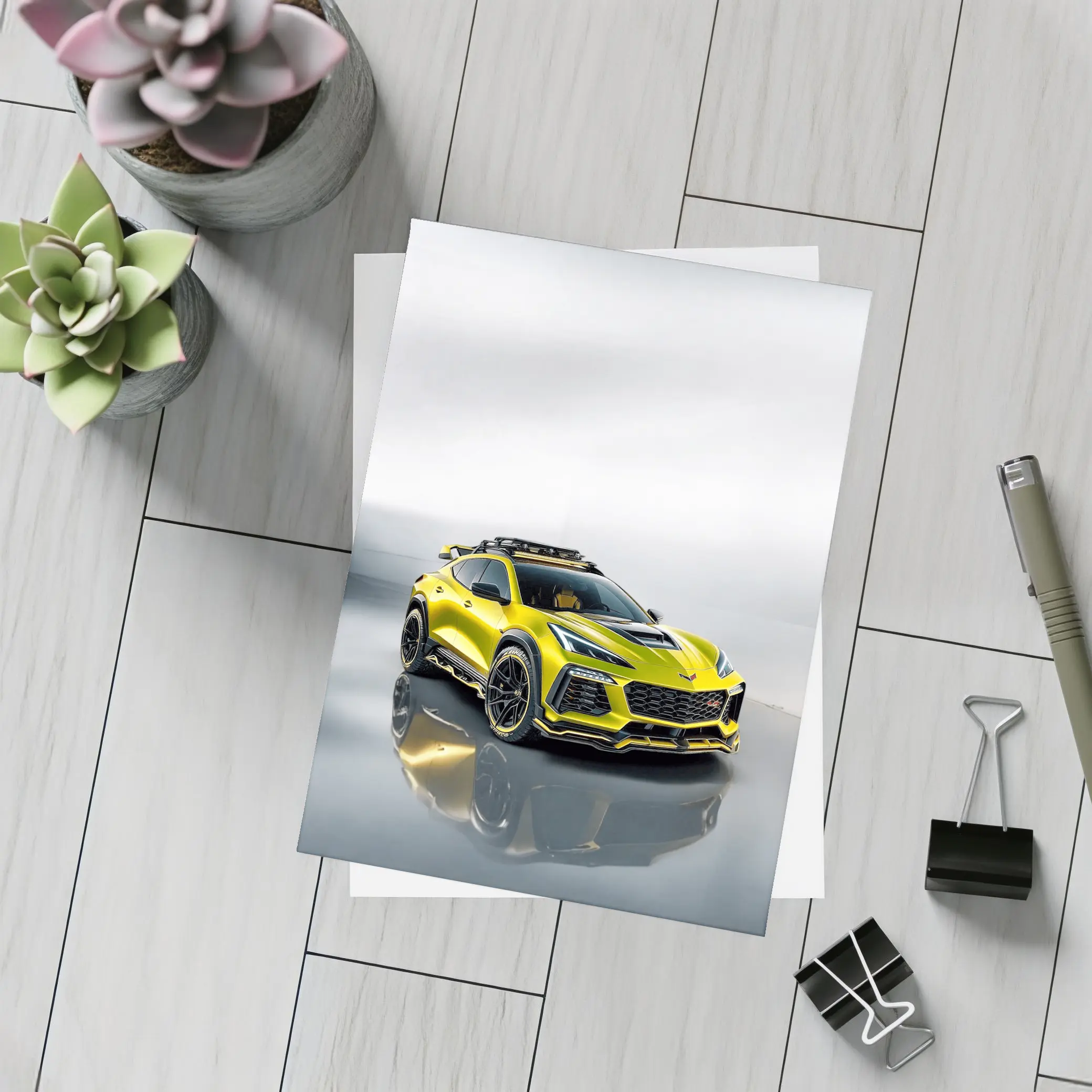 Chevrolet Corvette SUV Yellow Studio Shot – Postcards