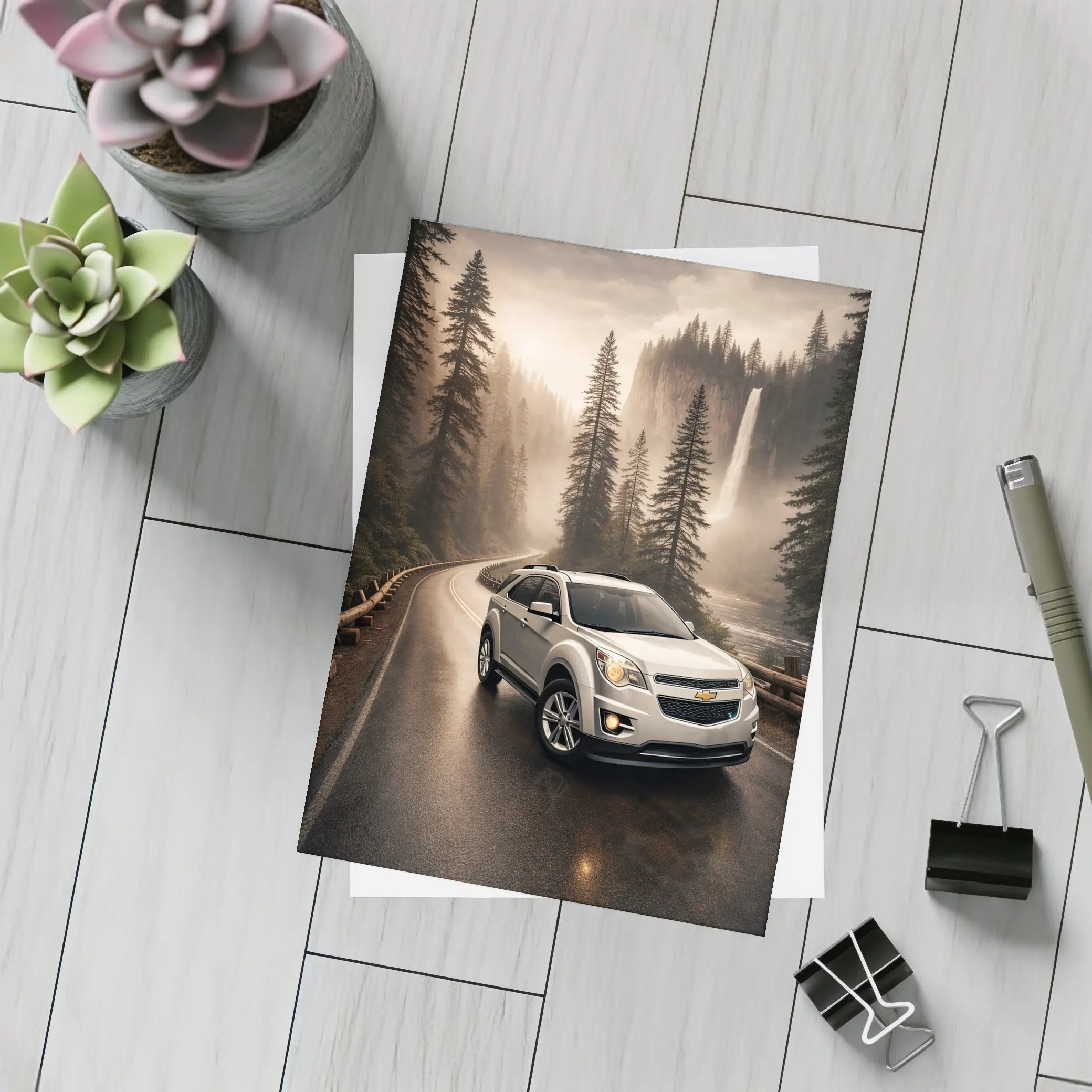 Chevrolet Equinox on Misty Forest Road – Postcards