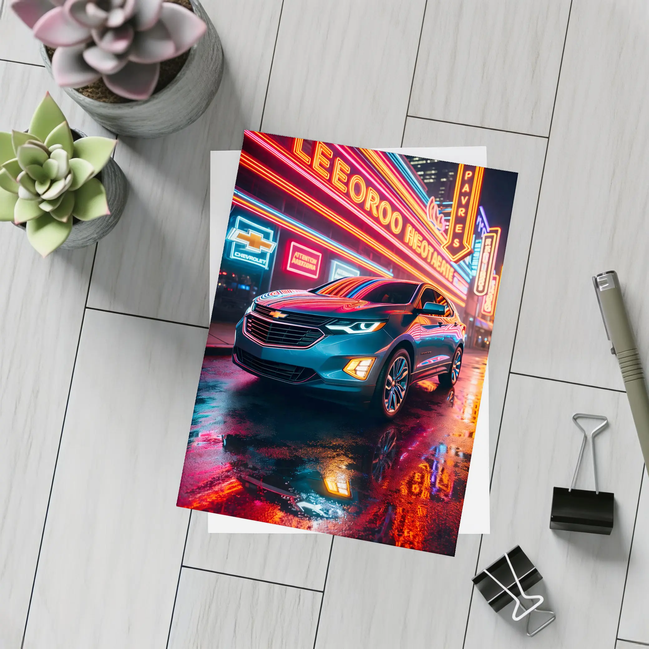 Chevrolet Equinox Glowing Neon City Night – Postcards