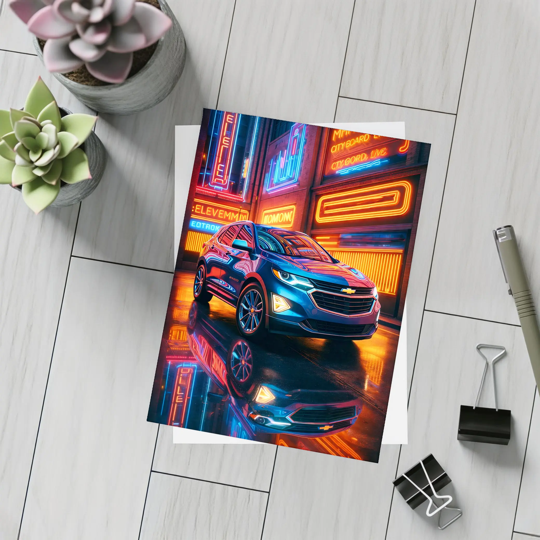Chevrolet Equinox SUV Neon City Night – Postcards