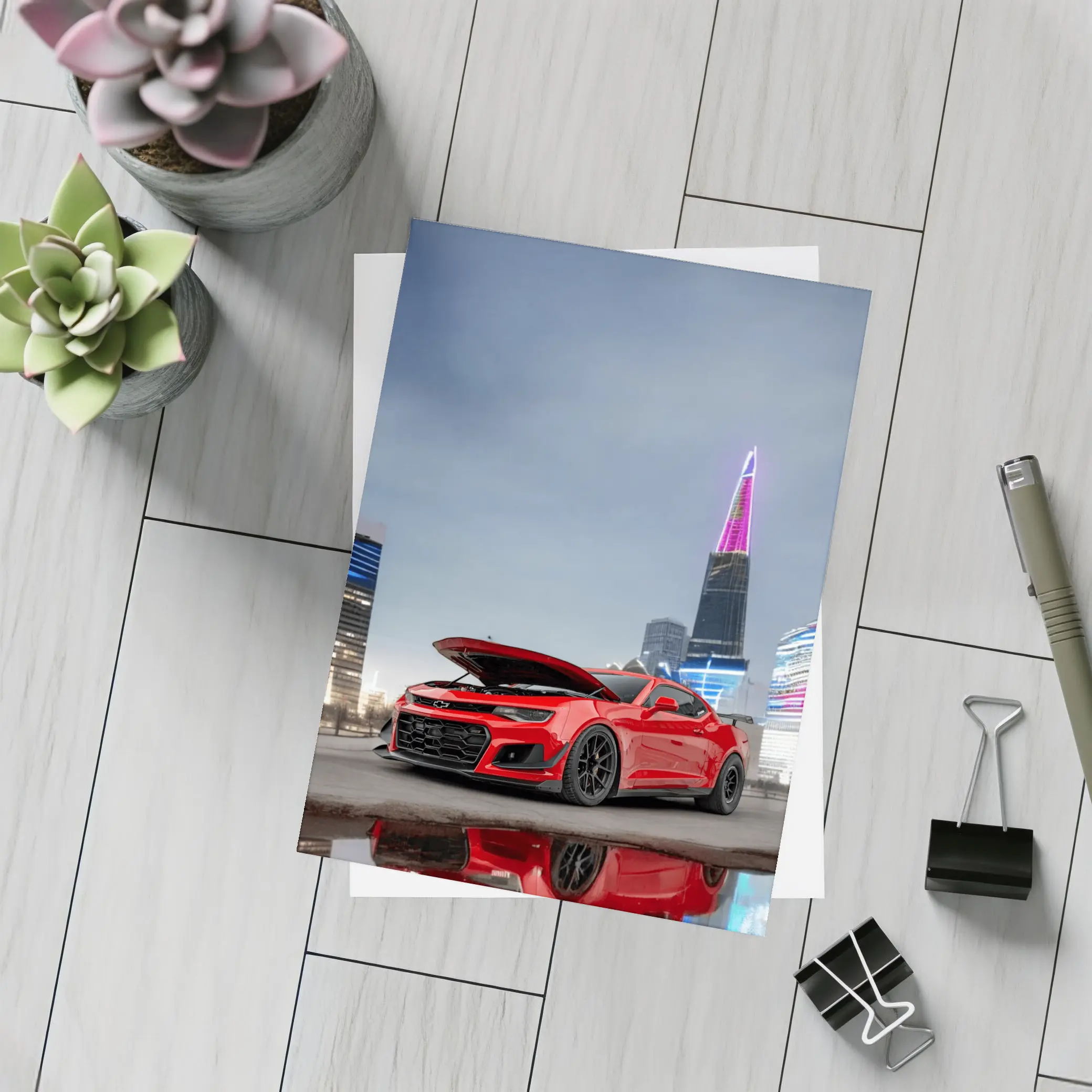 Chevrolet Camaro ZL1 Red City Night – Postcards