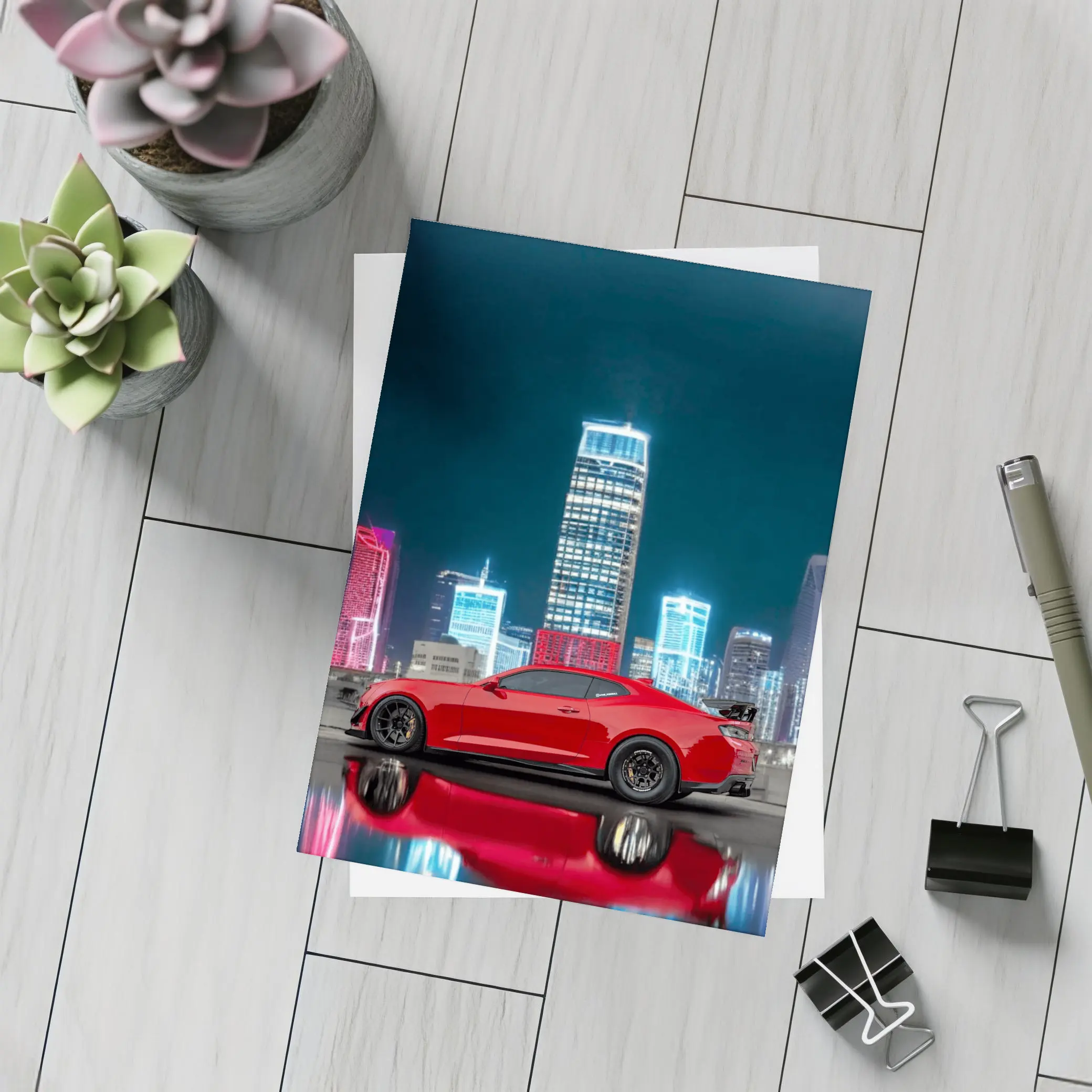 Chevrolet Camaro ZL1 Red City Night – Postcards