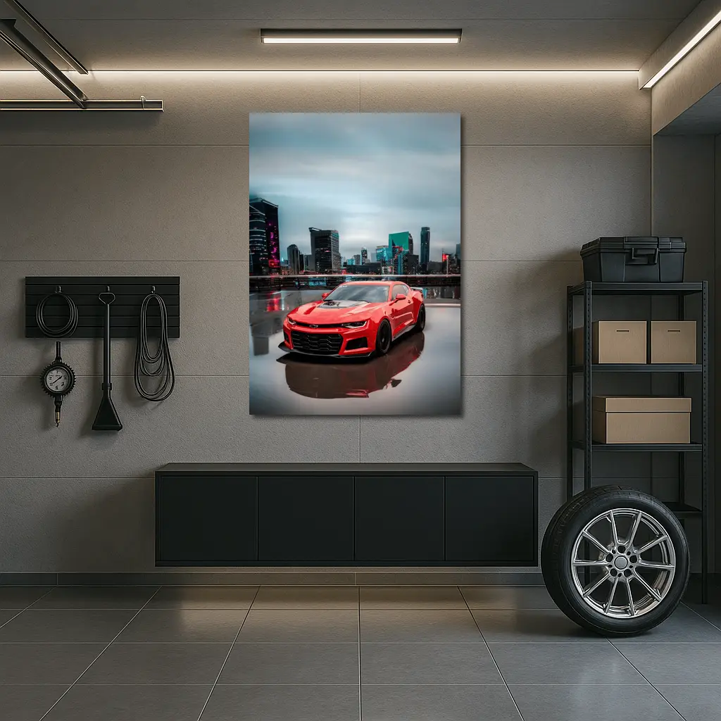 Chevrolet Camaro ZL1 Red City Skyline – Wall Art