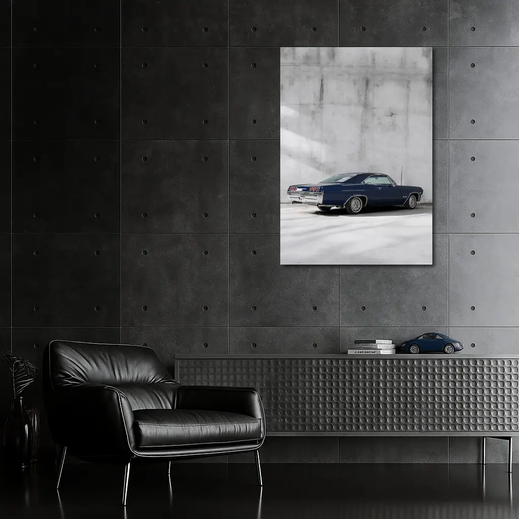 Chevrolet Impala Classic Blue Concrete Wall – Wall Art