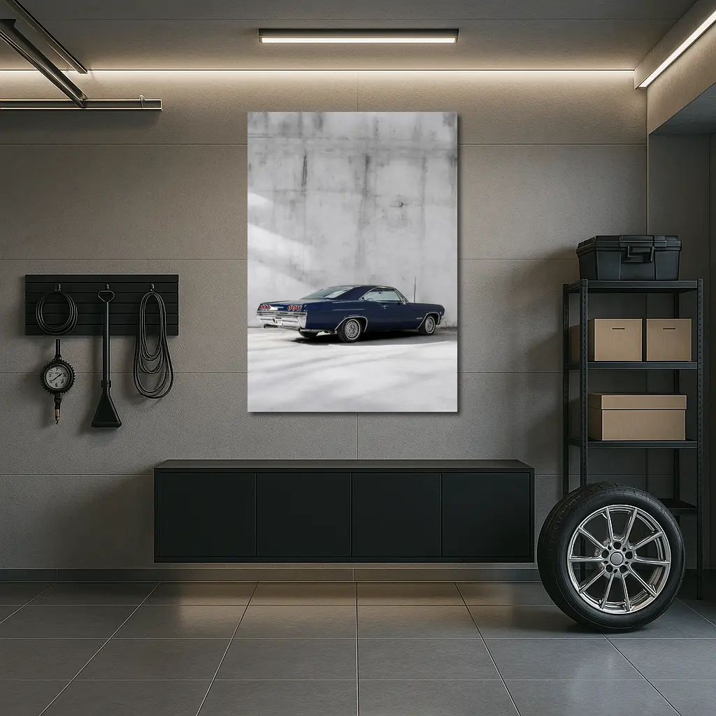 Chevrolet Impala Classic Blue Concrete Wall – Wall Art