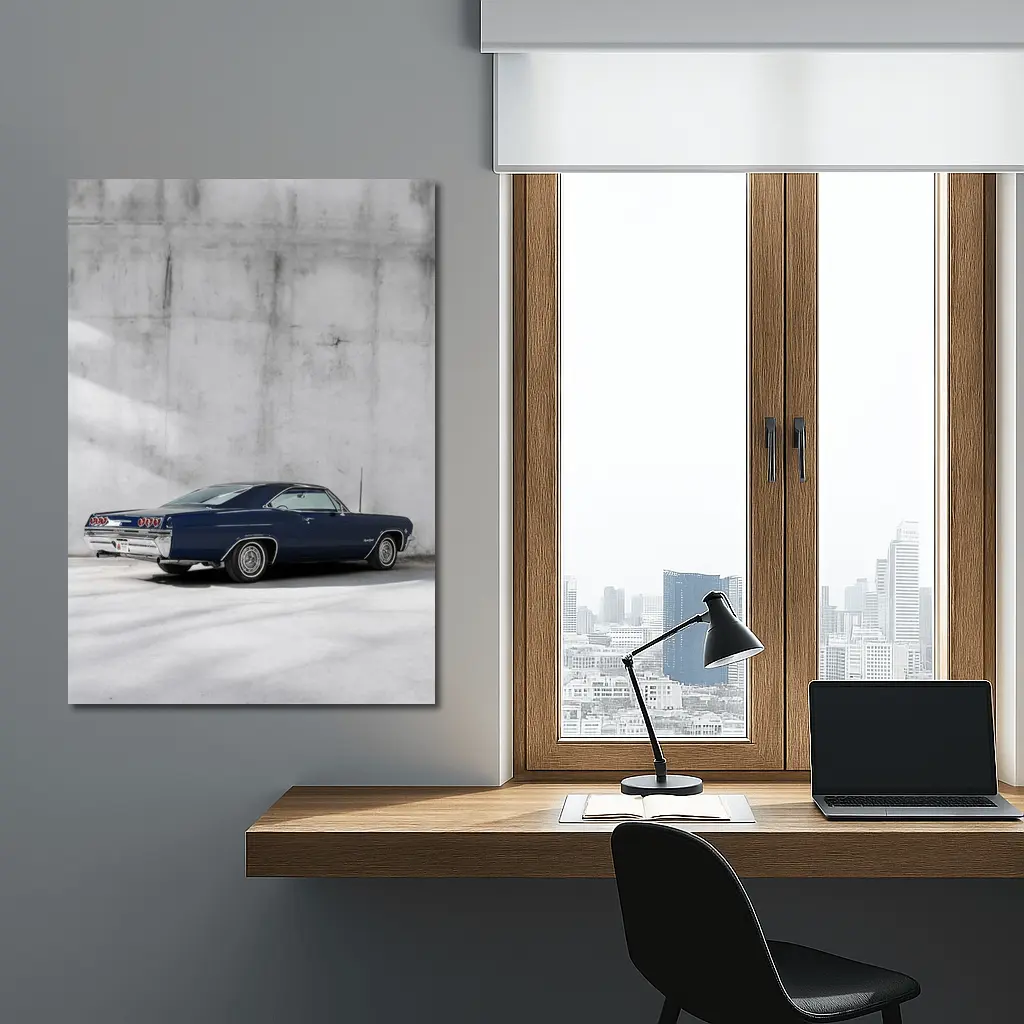 Chevrolet Impala Classic Blue Concrete Wall – Wall Art