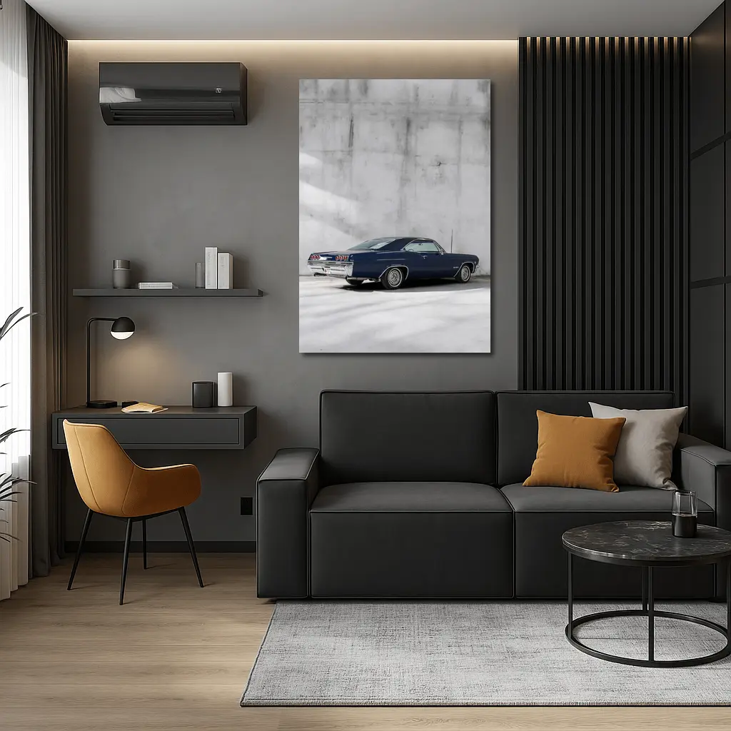 Chevrolet Impala Classic Blue Concrete Wall – Wall Art