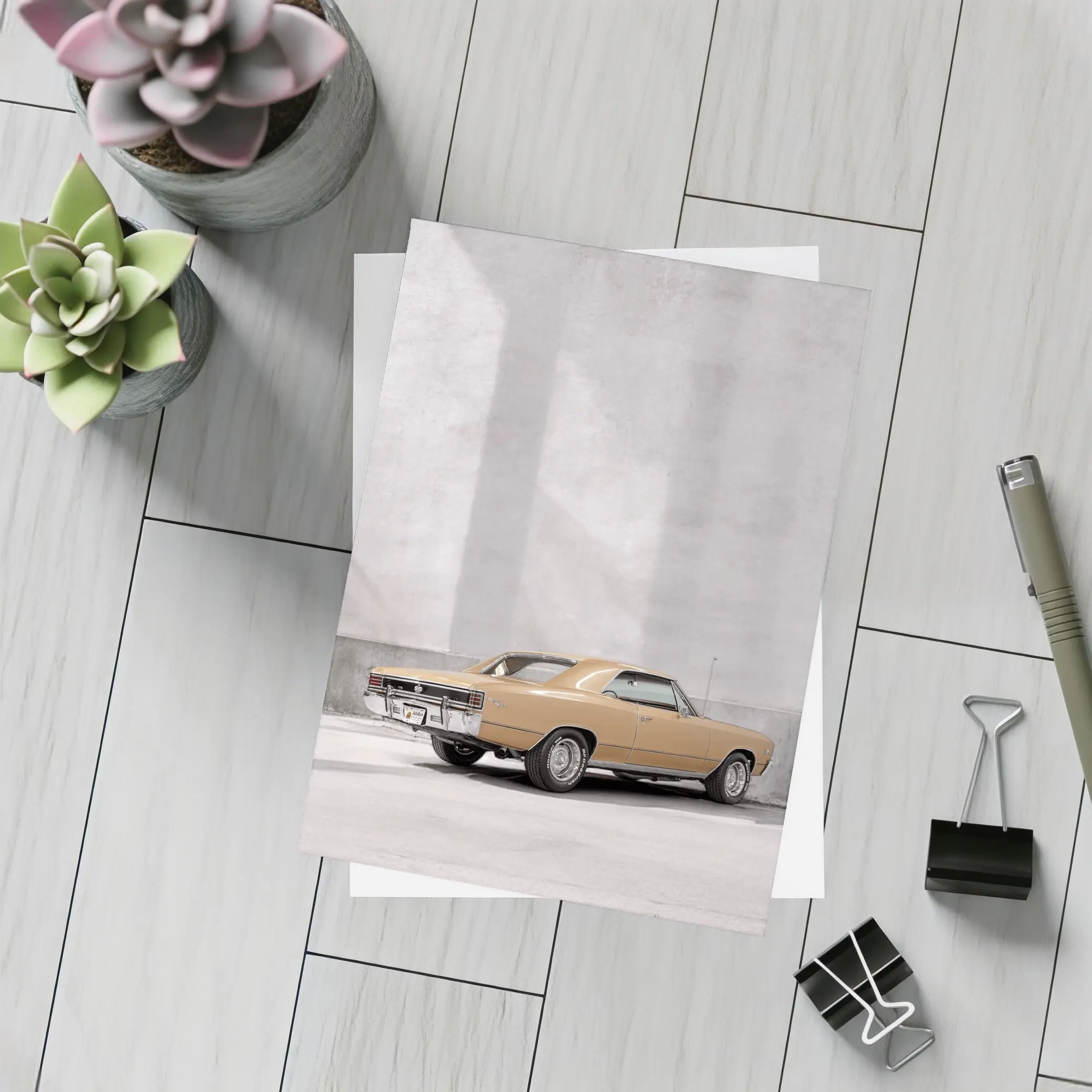 Chevrolet Impala SS Gold Concrete Wall – Postcards