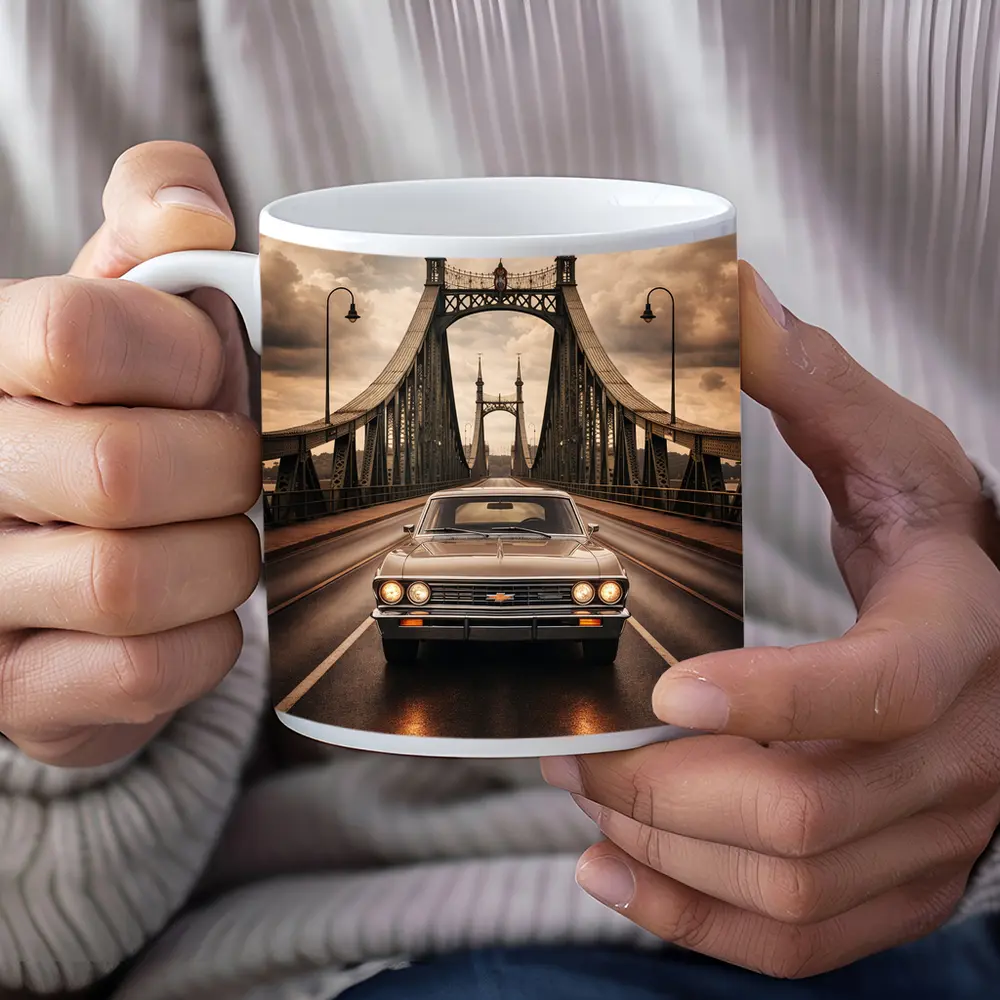 Chevrolet Malibu Classic Car On Bridge – Mugs