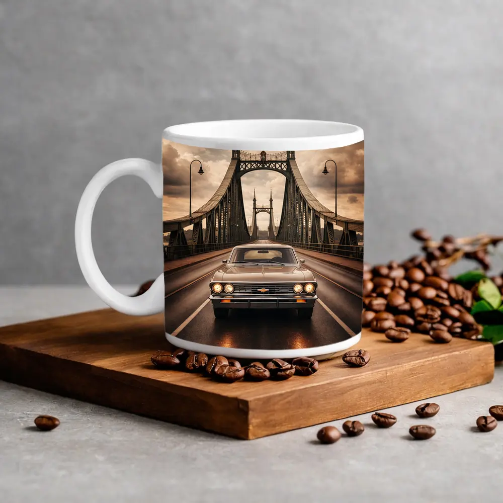Chevrolet Malibu Classic Car On Bridge – Mugs