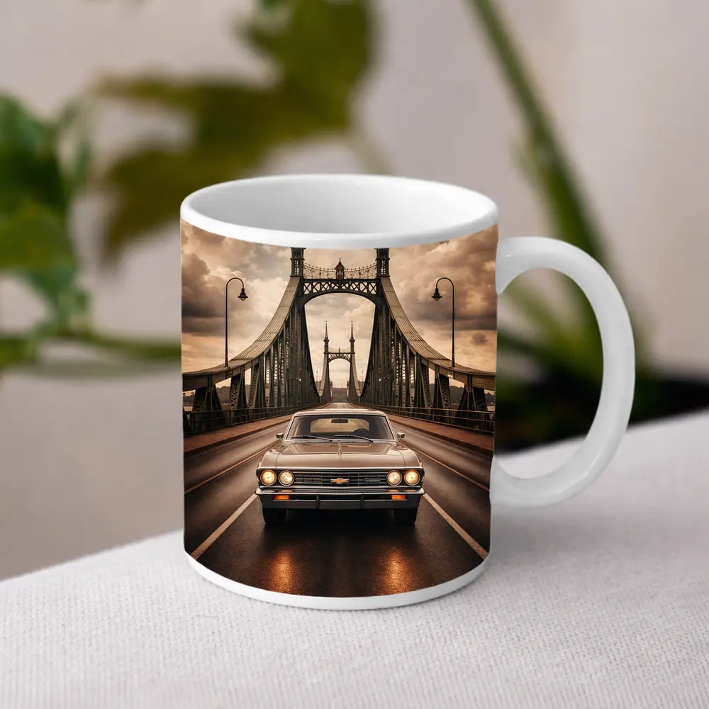 Chevrolet Malibu Classic Car On Bridge – Mugs