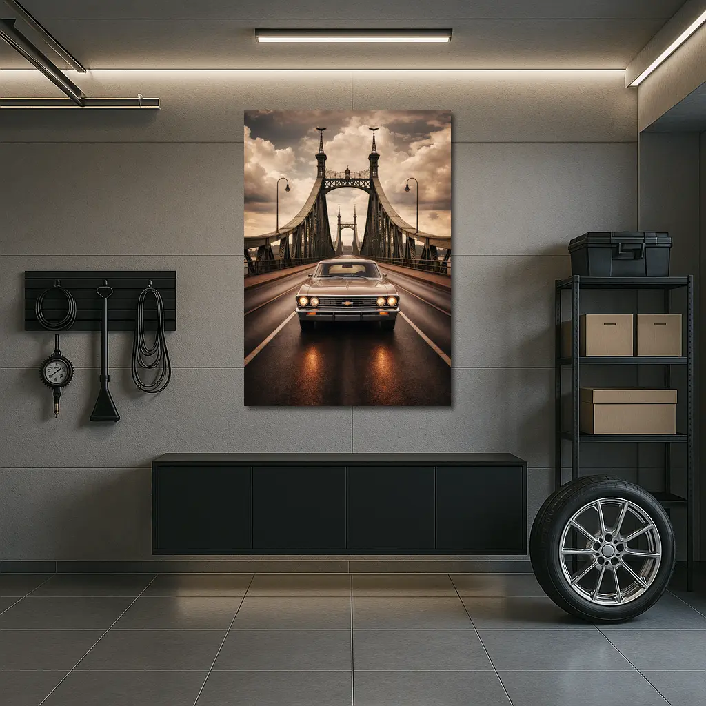 Chevrolet Malibu Classic Car On Bridge – Wall Art