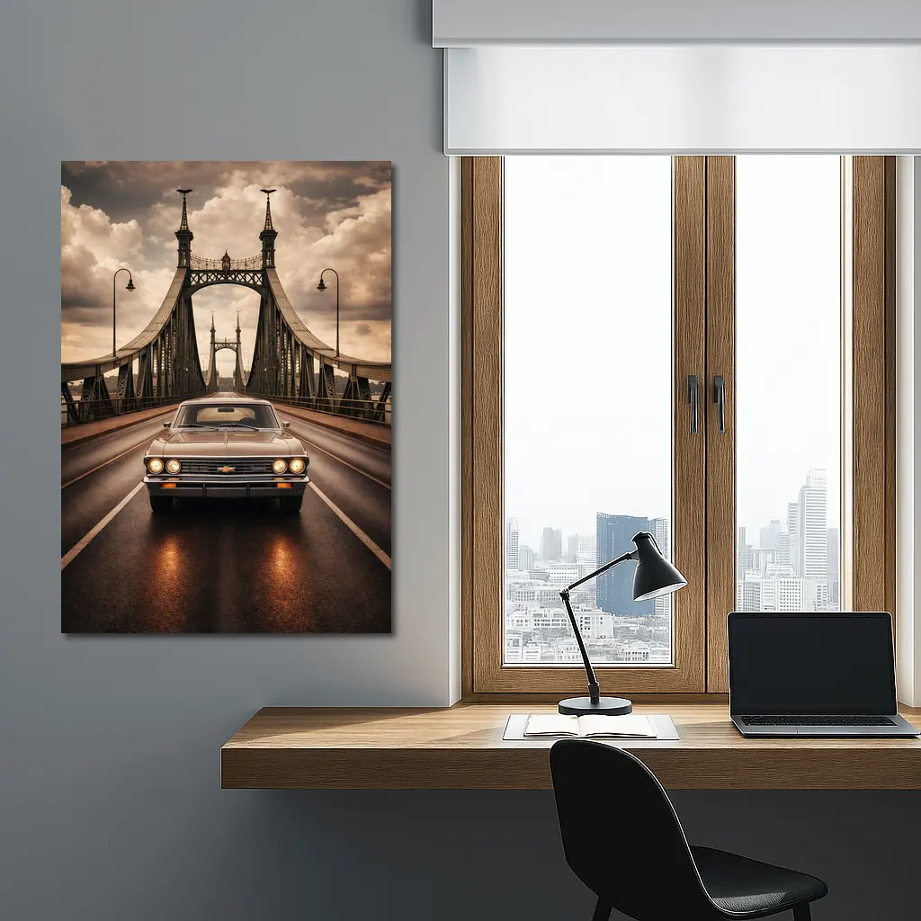 Chevrolet Malibu Classic Car On Bridge – Wall Art