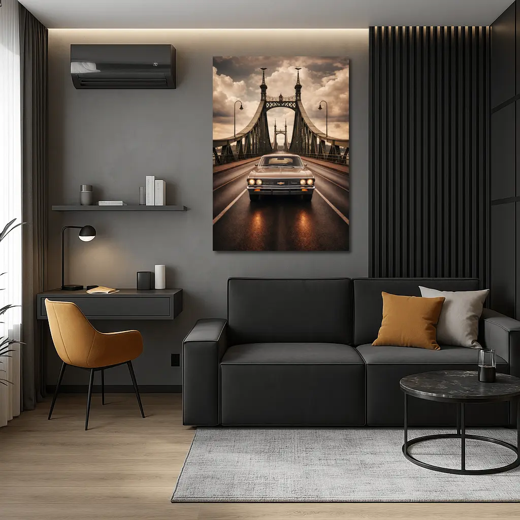 Chevrolet Malibu Classic Car On Bridge – Wall Art
