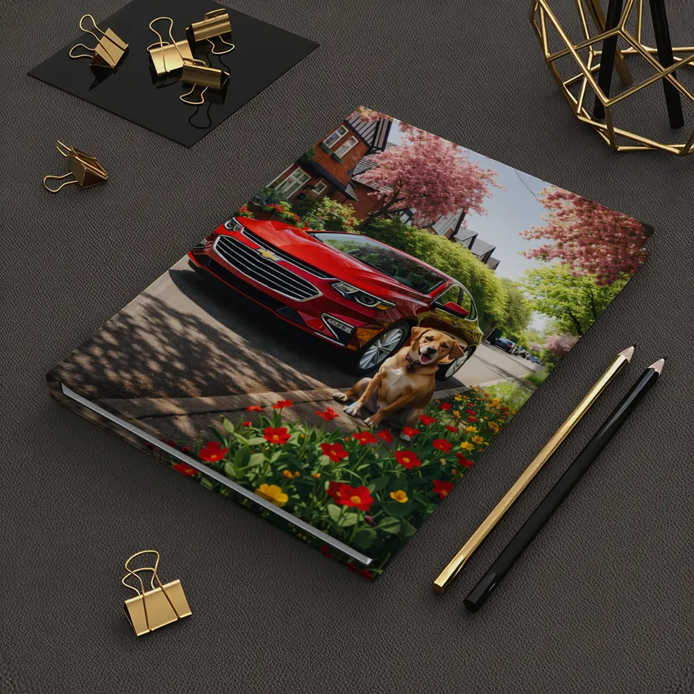 Red Chevrolet Malibu Beagle Suburban Street – Notebooks