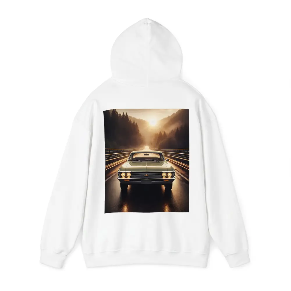 Chevrolet Malibu Classic Car on Forest Road – Hoodies