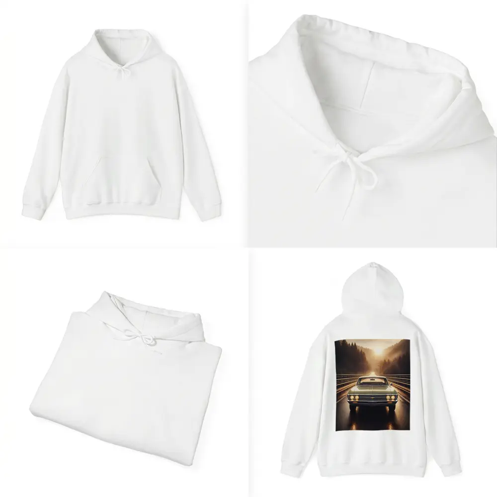 Chevrolet Malibu Classic Car on Forest Road – Hoodies