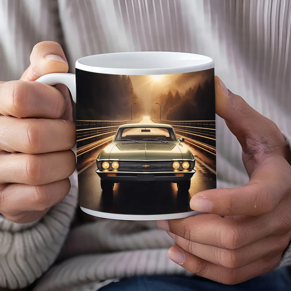 Chevrolet Malibu Classic Car on Forest Road – Mugs