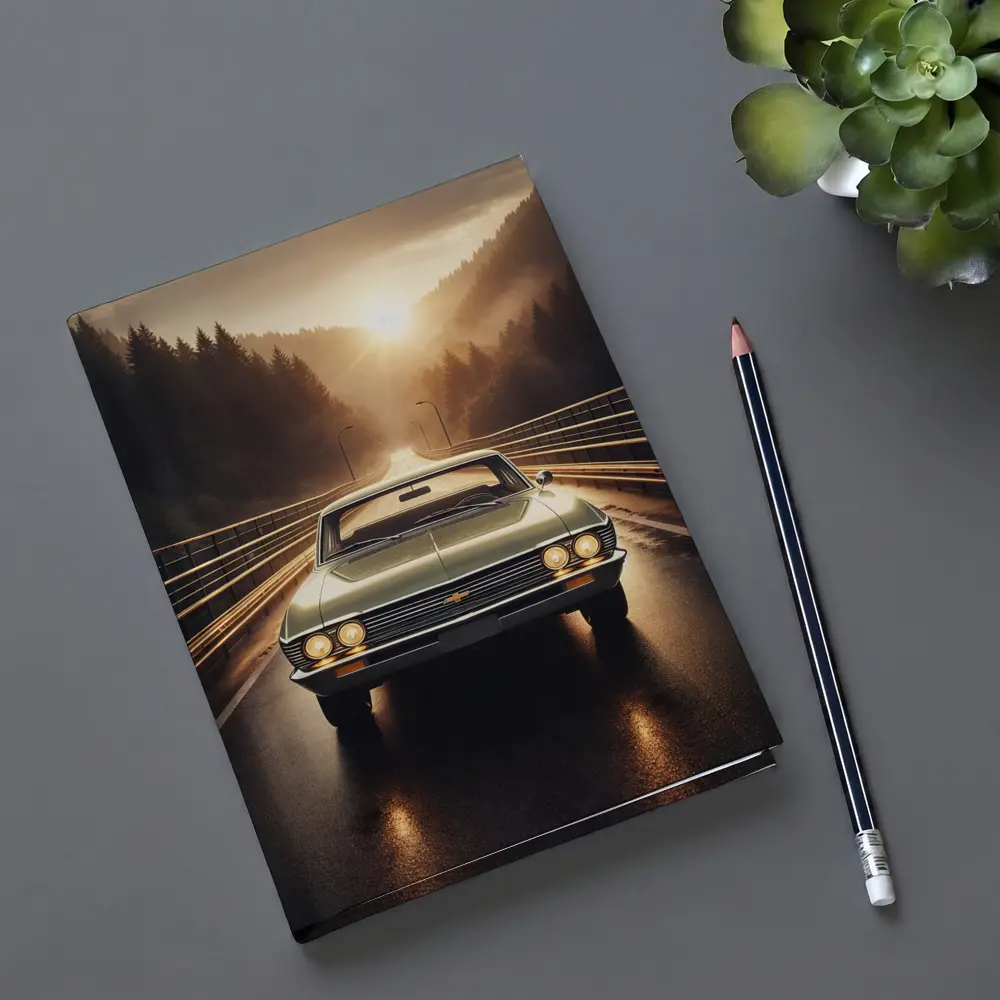 Chevrolet Malibu Classic Car on Forest Road – Notebooks