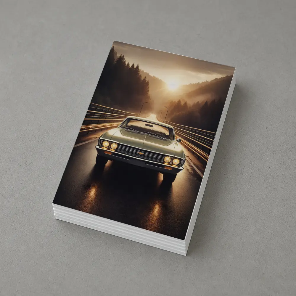 Chevrolet Malibu Classic Car on Forest Road – Postcards