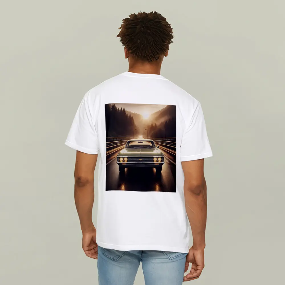 Chevrolet Malibu Classic Car on Forest Road – T-Shirts