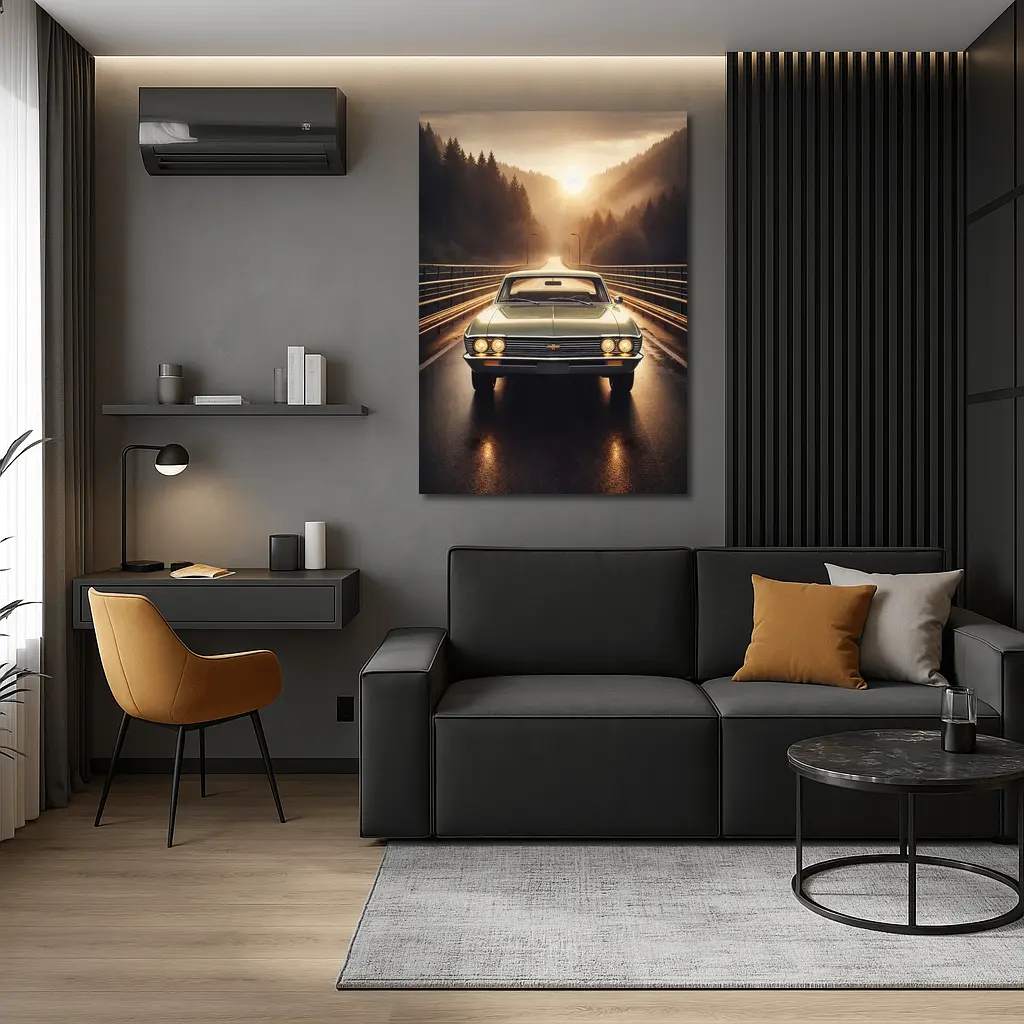 Chevrolet Malibu Classic Car on Forest Road – Wall Art