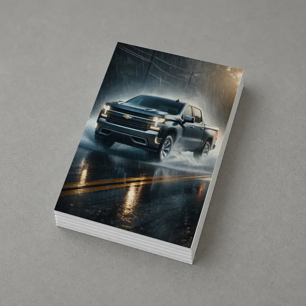 Chevrolet Silverado Driving Through Heavy Rain – Postcards