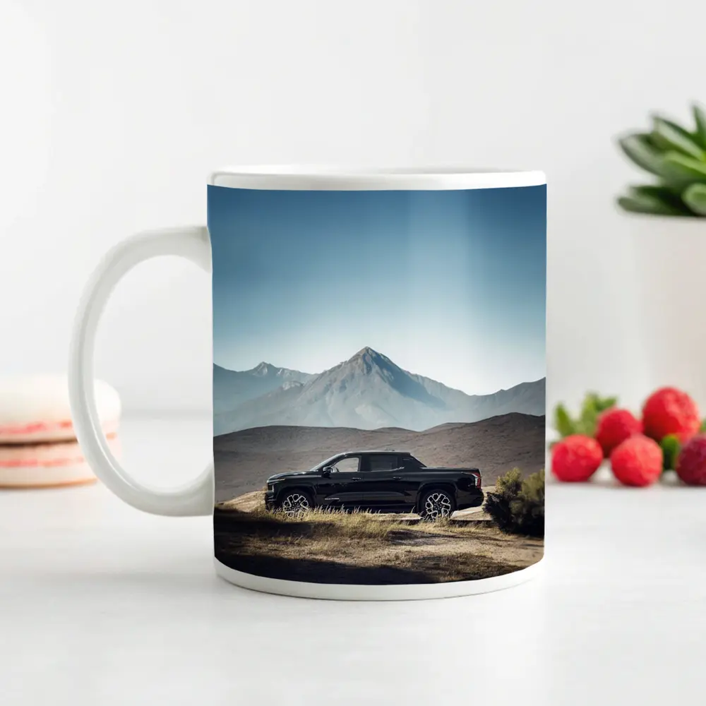 Chevrolet Silverado Black Truck Mountain Landscape – Mugs
