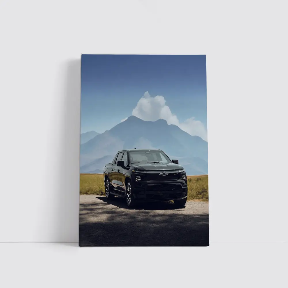 Chevrolet Silverado EV Black Mountain Background – Wall Art