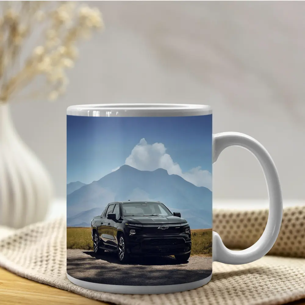 Chevrolet Silverado EV Black Mountain Background – Mugs