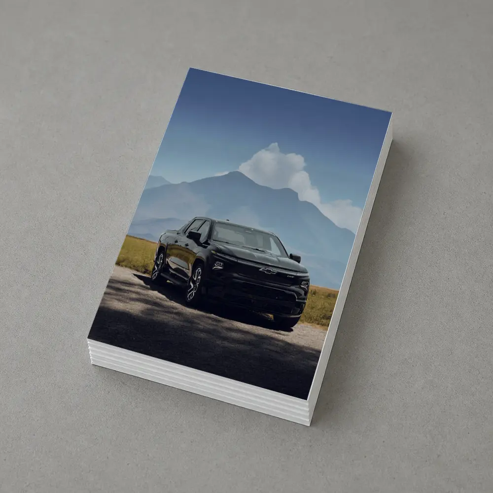Chevrolet Silverado EV Black Mountain Background – Postcards
