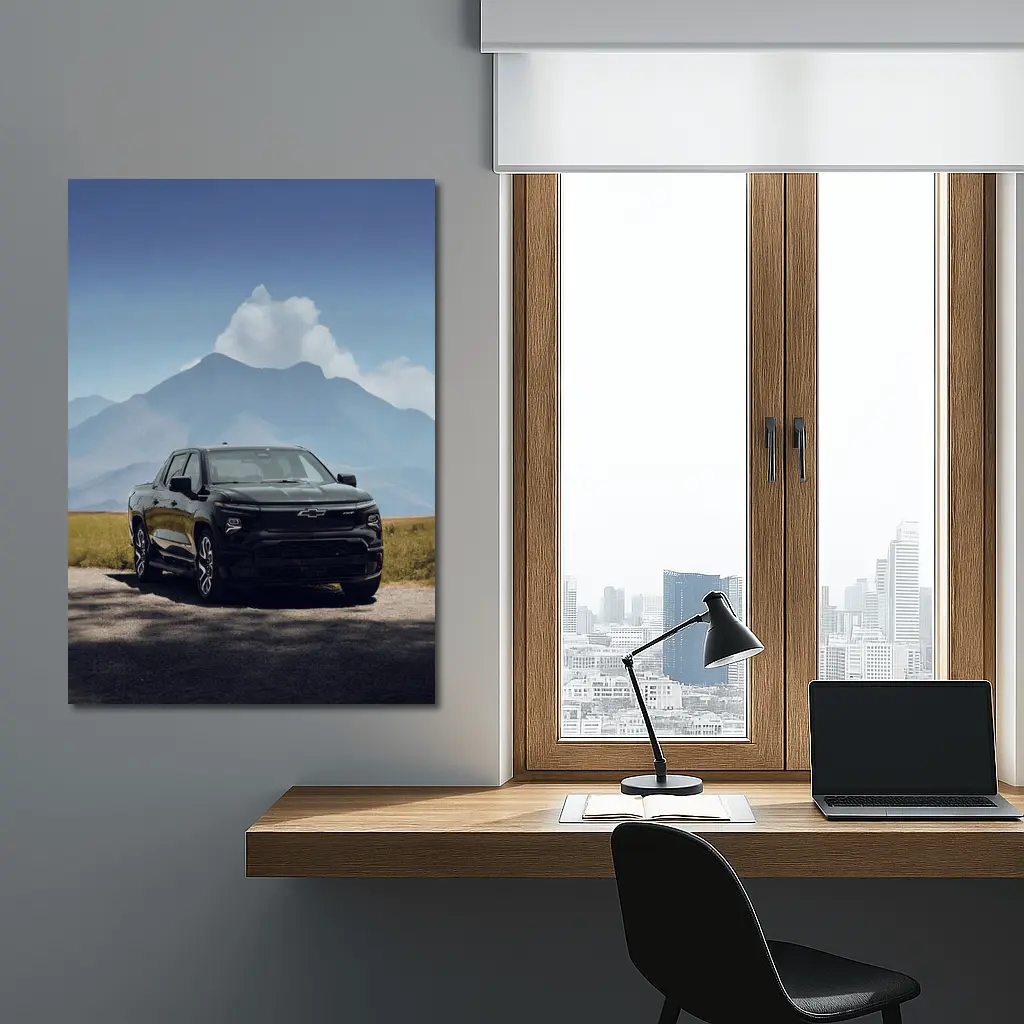 Chevrolet Silverado EV Black Mountain Background – Wall Art