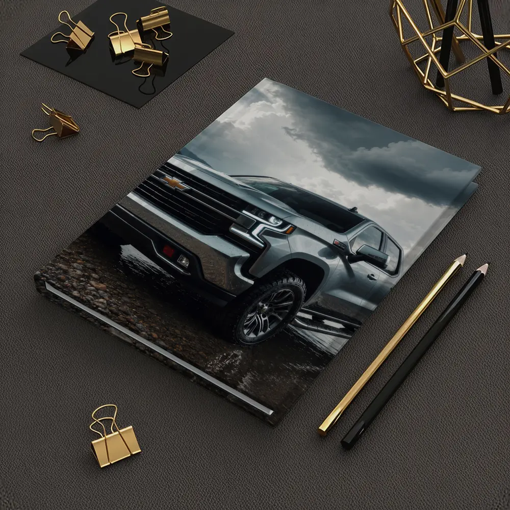 Chevrolet Silverado Parked By Stormy Lake – Notebooks