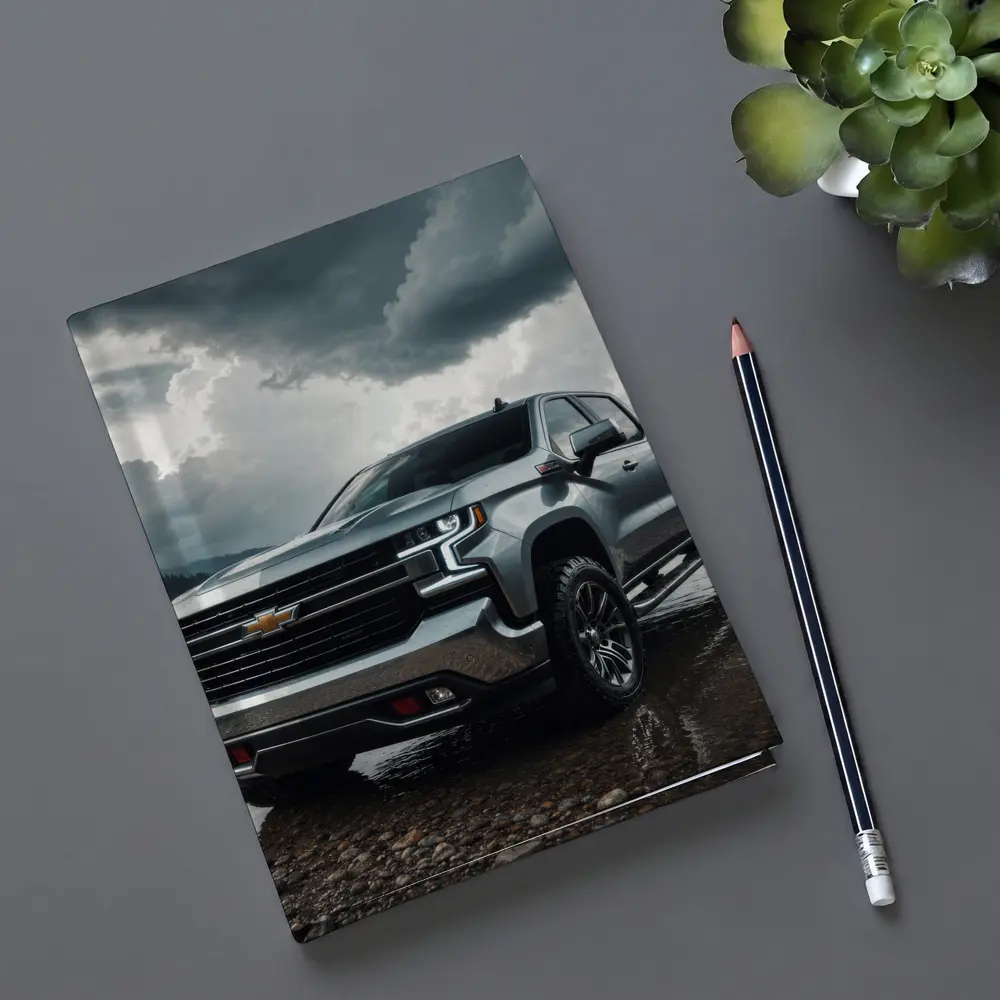 Chevrolet Silverado Parked By Stormy Lake – Notebooks