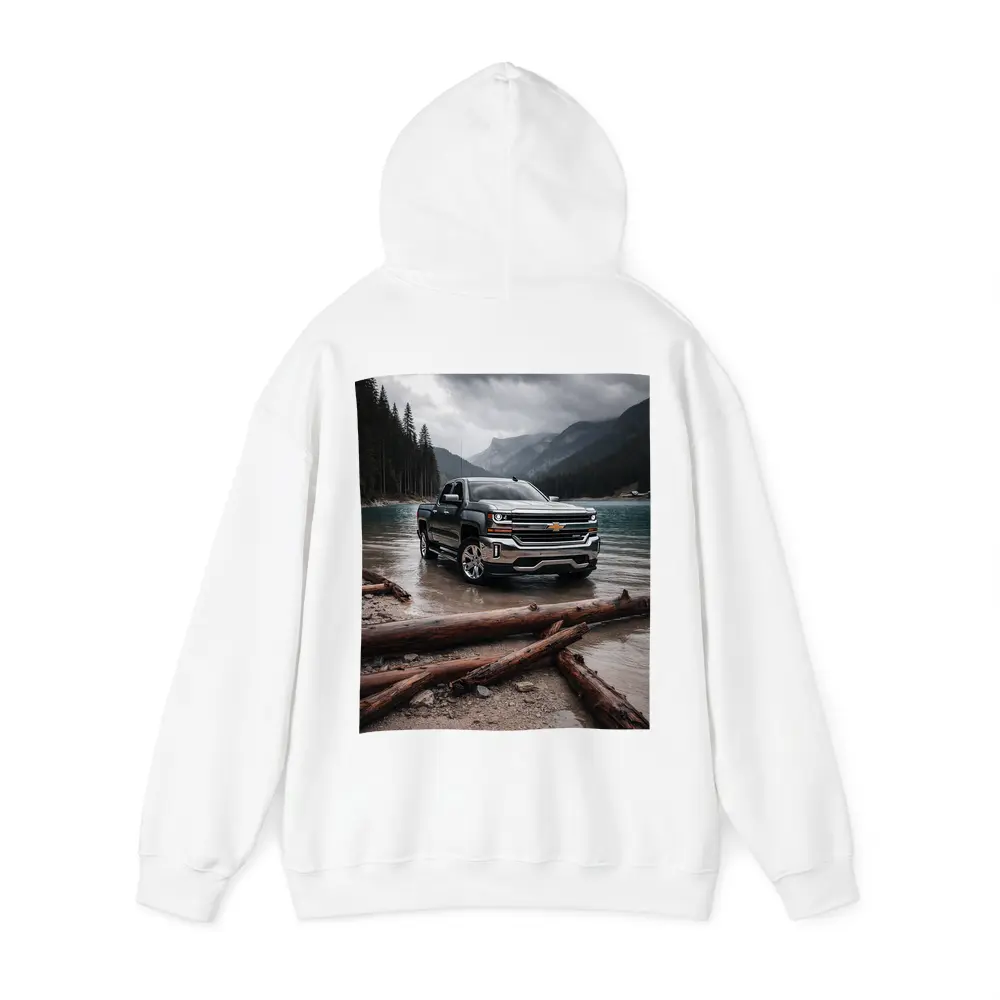 Chevrolet Silverado Parked By Mountain Lake – Hoodies