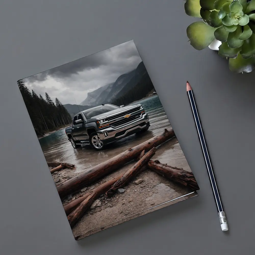 Chevrolet Silverado Parked By Mountain Lake – Notebooks