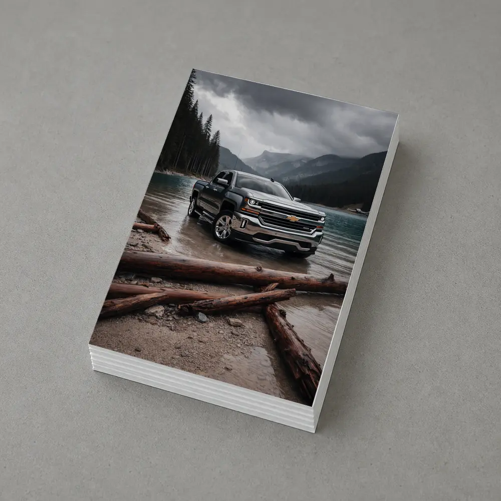 Chevrolet Silverado Parked By Mountain Lake – Postcards