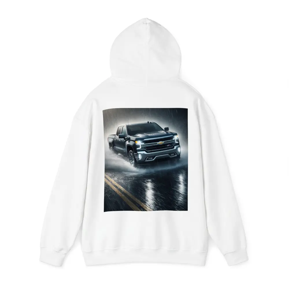 Chevrolet Silverado Driving Through Heavy Rain – Hoodies