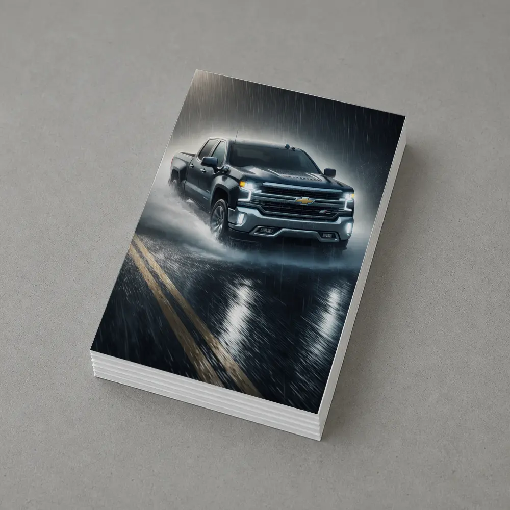 Chevrolet Silverado Driving Through Heavy Rain – Postcards