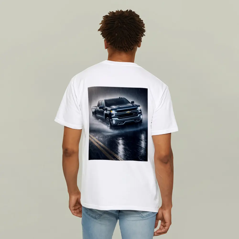 Chevrolet Silverado Driving Through Heavy Rain – T-Shirts