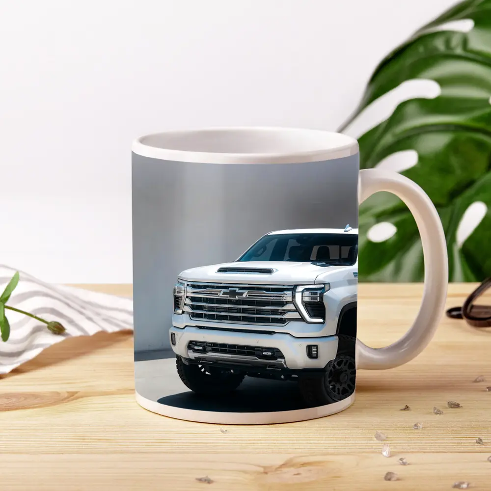 Chevrolet Silverado White Truck Front View – Mugs